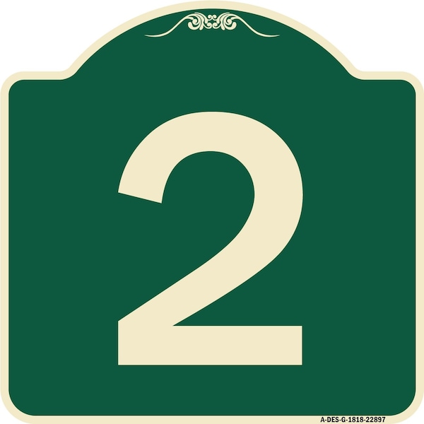 Signmission Designer Series Sign W/ Number 2, Green & Tan Heavy-Gauge Aluminum Sign, 18" x 18", G-1818-22897 A-DES-G-1818-22897 - main